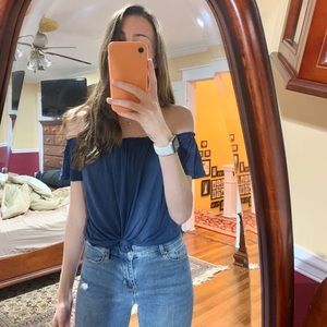 Charlotte Russe strapless blue shirt